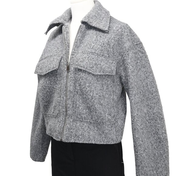 Zara Cropped Gray Zip Jacket Cozy Minimal XS Euro Coded - Picture 3 of 9